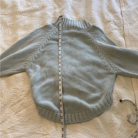 Nanette Lepore XS Sea Foam Green Mock Neck Cable Knit Sweater Wool Cashmere - Picture 7 of 7